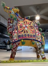 Ornate large Camel India Anglo Raj Embroidered Mirrors Handmade Stuffed Decor picture