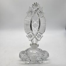 Vintage Clear Large Glass Ornate Fan Plume Cologne/Perfume Bottle 7½