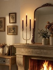 Candelabra Brass Candlestick Holders: Gold Taper Candle Holders Metal Tall picture