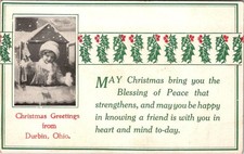 1910-20's CHRISTMAS GREETINGS from DURBIN OHIO LITTLE GIRL in WINDOW POSTCARD picture
