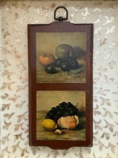 Vintage Henk Bos Fruit Still Life Wall Plaque Wood MCM Kitchen Decor 1960s picture