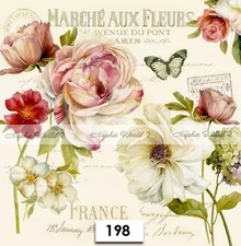 (198) TWO Paper LUNCHEON Decoupage Art Craft Napkins - VINTAGE FLOWERS FRANCE picture