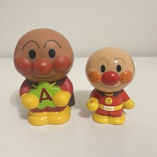 Anpanman Japan Shinkin Bank Plastic Coin Bank and Anpanman Bandai Figure Lot picture