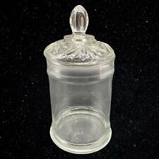 Vintage Clear Glass Apothecary Jar Bathroom  Vanity Candy 7”T 3.5”W picture