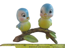 Vintage Norcrest Bluebirds - Lefton Ceramic Blue Birds on Branch ~ DAMAGED picture