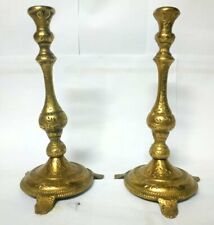 Heavy Copper Brass Vintage Candlesticks Pair Candle Holder Stunning Solid Gilt picture