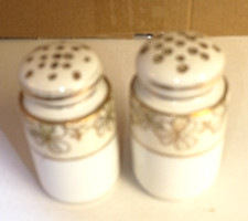 Vintage Hand Painted Nippon Porcelain Salt & Pepper Shakers Gold Floral Japan picture