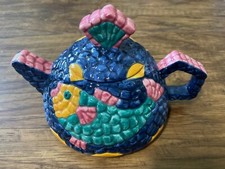 Vintage Clay Art Mosaic sea Teapot Handpainted. Adorable picture