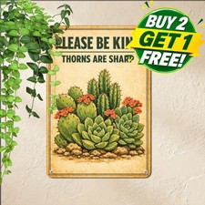 Funny Cactus Garden Tin Sign No Pricks Allowed Retro Patio Metal Plaque picture