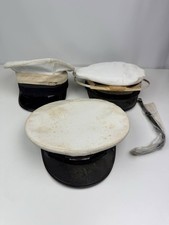 Vintage US Coast Guard USCG Navy Officer Combination Visor Cap Hats Lot of 3 picture