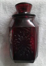 WHEATON Ruby Red Glass Canister embosssed Snowflake/Starburst picture