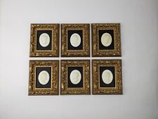 Vtg Set Of 6 Gold Framed Silhouette Cameo Miniature Hollywood Regency Syroco? picture