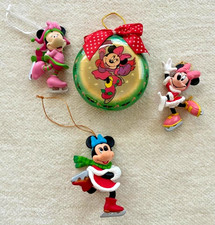 LOT of 4 VINTAGE DISNEY ORNAMENTS featuring Minnie Mouse Ice Skating by Enesco picture