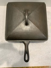 Vintage Refurbished Wagner Ware Stylized Logo Cast Iron Square Chicken Fryer1400 picture