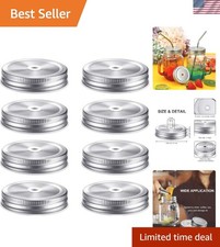 Versatile 8 Pcs Metal Jar Lids for Regular Mouth – Straw Friendly and Durable picture