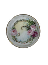 Antique 1934 Czechoslovakia Royal Porcelain Rose Dish Hand Painted Inscribed picture