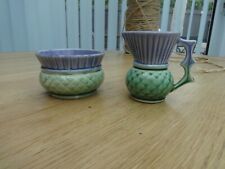 Vintage Clyde Ceramics Scotland Thistle Purple & Green Cream & Open Sugar Set picture