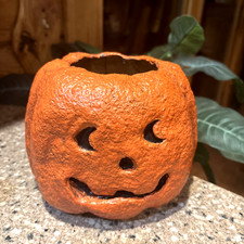 Vintage Halloween Papier Mache Retro Pumpkin Handmade Jack-o-Lantern picture