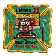 Vintage Boston Fire Dept Ladder 21 Patch Orient Express BFD Obsolete East Boston picture