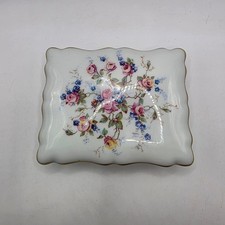 Deshoulieres Limoges France Porcelain Floral Trinket Box Gold Gilt Scalloped 5x4 picture