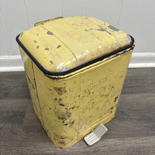 Vintage Yellow Magikan Trash Can Aluminum Atomic Era Retro MCM Foot Pedal picture