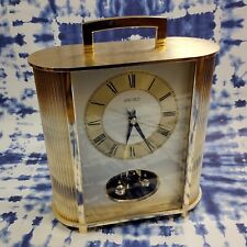 SEIKO Rotating Pendulum Mantle Clock Brushed Gold picture