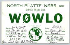 1970 North Platte NE WOWLO QSL Card Amateur Radio Haven S. Young WA9LLUJ A27 picture