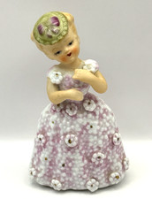Vintage Lenwile Ardalt Figurine Girl Pink Daisy Dress Porcelain Japan 5” picture