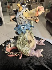 Dragon Tealight Candle Holder Fantasy Decor, Ceramic Signed Heather Goldmine New picture