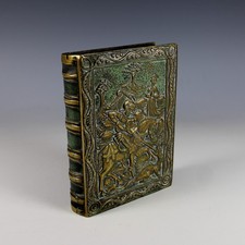 Vintage Bronze Le Verrier Book Trinket Box St George Slaying Dragon picture
