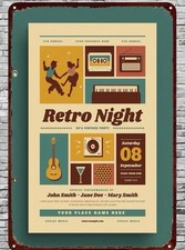 Retro Night Metal Art Poster Advertiser Sample , NEW- 8x12- Mid Century picture