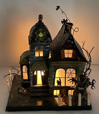 Halloween Metal Haunted House Decoration Light Up Vintage 6.5”x8.5”x9” Wired picture