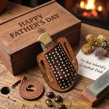Fathers Day Gift Leather Knife Sheath Belt Slide Handmade for Dad Him Pocket EDC picture