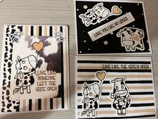 Three Handmade Cow Themed Note Cards With Envelopes picture