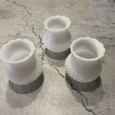 3 Matching Hobnail Milk Glass Lamp Shades Wall Sconce  1960s Vintage 5 