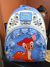 Loungefly Disney NWT, Bambi Blue/White Floral Embroidered Mini Backpack picture