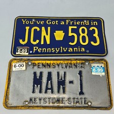 LOT OF 2 VINTAGE PA PENNSYLVANIA LICENSE PLATES PERSONALIZED MAW-1 & JCN-583 picture