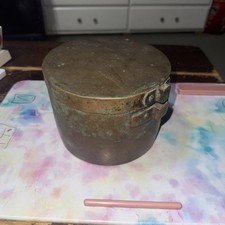 (RARE) VTG EARLY COPPER LIDDED POT HAND HAMMERED (READ) AMERICAN FRONTIER ERA picture