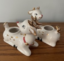 Vintage Lefton Reindeer Candle Holders - Christmas Reindeer picture