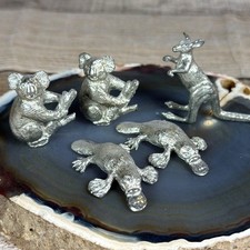 VTG Australian Pewter Lot Set Mini Native Koala Bear Kangaroo Platypus Australia picture
