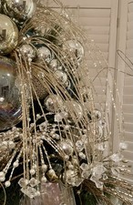 XL Silver Clear Jewel Tipped Waterfall Christmas Tree Pick 36”Long India picture