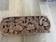 Vintage Balinese Bali Hand Carved Wood  3D Wall Art Panel Carving Fish Teak? picture