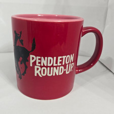 Vintage Pendleton Round-Up Coffee Mug Red Bronco Bucking Horse Rodeo Souvenir picture