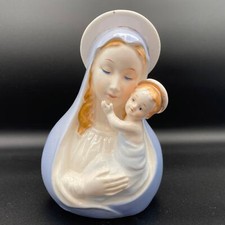 Vintage Virgin Mary Madonna and Child Ceramic Head Vase Planter 6.5