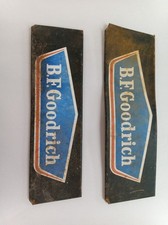 Pair Of 2 Vintage Weathered Metal B.F. Goodrich Pennant/Emblem Panels picture