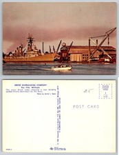Bay City Michigan Defoe Shipbuilding Company Guided Missile Destroyer Postcard picture
