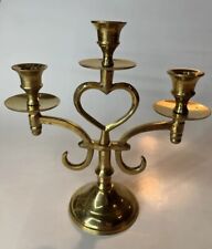 Vintage Brass Small 3 arm Open Heart Candle Holder Liards Ltd Made In India picture