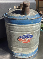 Delpho Vintage Metal Oil Can, Silver/Blue Trim, Gas & Oil Advertising Decal picture