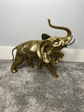 Huge brass elephant tabletop figurine Vintage good luck- 16” Tall 17” Long 20 Lb picture