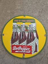VINTAGE DR.PEPPER PORCELAIN SIGN GAS,OIL STATION PUMP PLATE COCA COLA 12